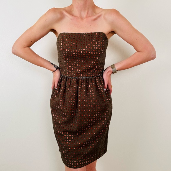 Corey Lynn Calter strapless fit & flare eyelet boho corset mini pocket dress - Picture 1 of 10